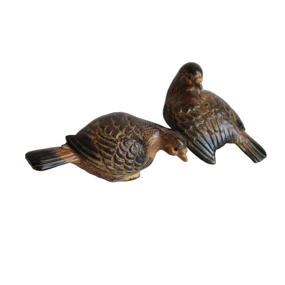 *Ceramic Brown Dove Pair Matte Glaze Finish Japan Paper Label - Picture 1 of 7